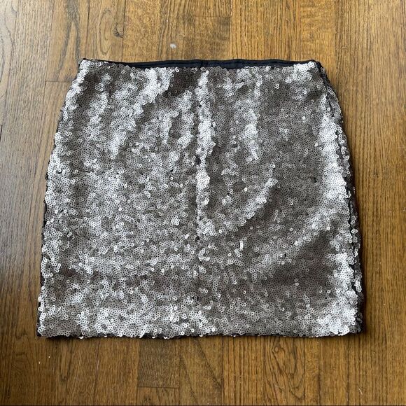 Shiny Silver Sequin Mini Skirt Sz– Stretch Wedding Cocktail Party - Picture 2 of 4